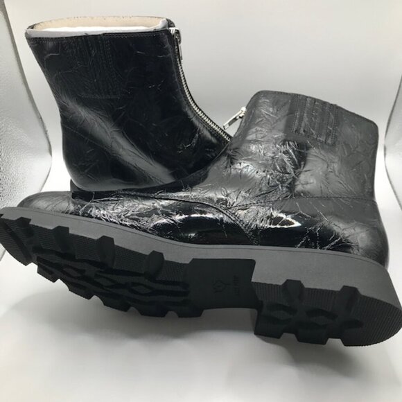 NWT Katy Perry  Black Patent "The Daarling" Zip Front Ankle Combat Boot Size 11M - Picture 7 of 11